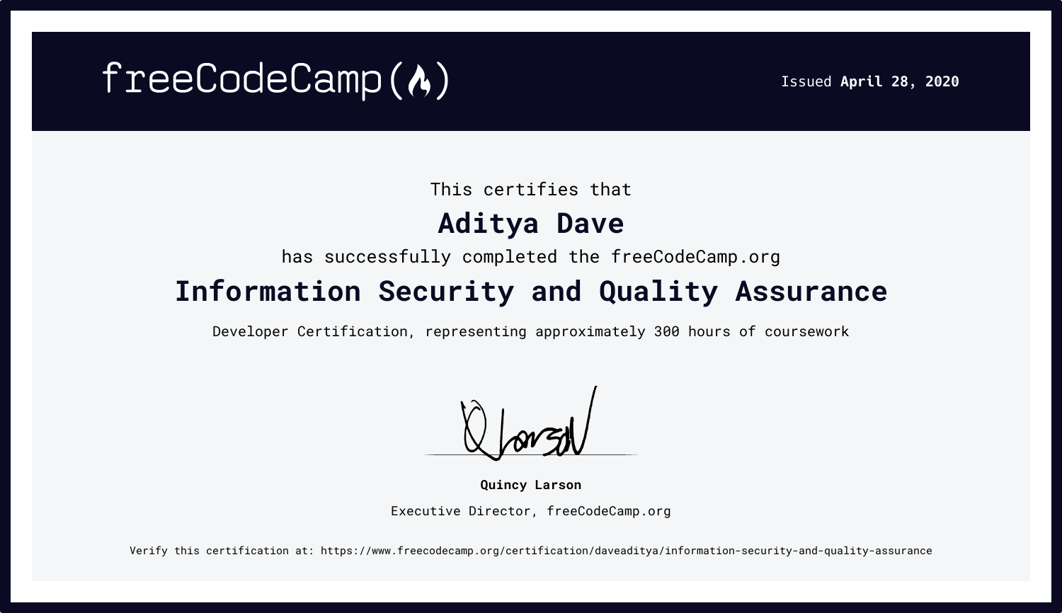 FreeCodeCamp - Information Security and Quality Assurance
